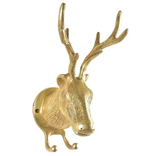 Brass deer elk head with - deer,