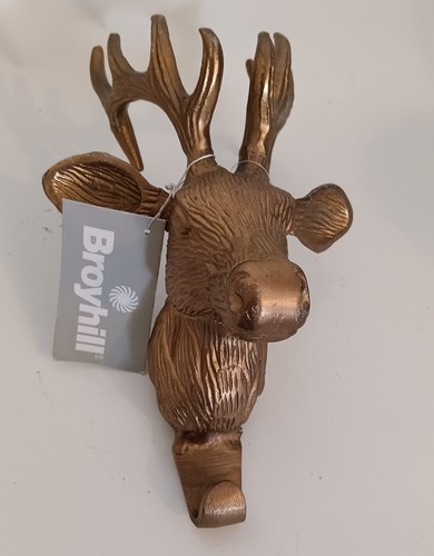 Broyhill brass deer head waĺl - brass,