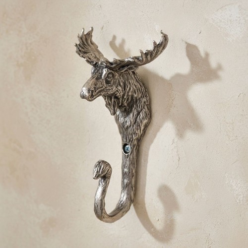 Moose wall hook - wall, nickel