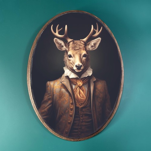 Stag gentleman portrait wooden - gentleman,