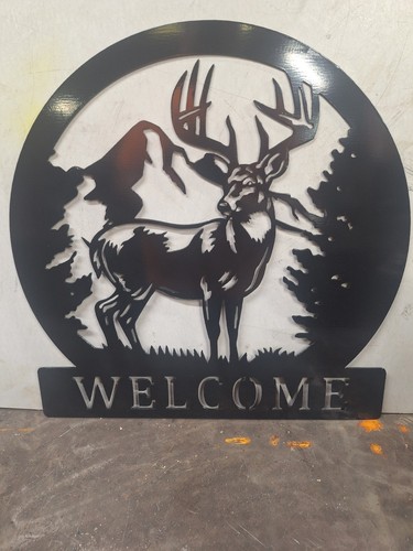Metal welcome sign buck - welcome,